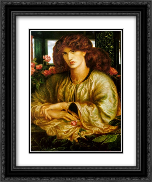 The Lady of the Window 20x24 Black Ornate Wood Framed Art Print Poster with Double Matting by Rossetti, Dante Gabriel