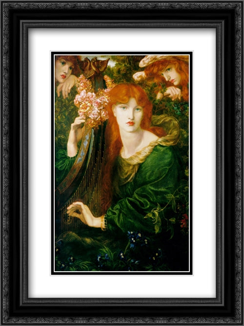 La Ghirlandata 18x24 Black Ornate Wood Framed Art Print Poster with Double Matting by Rossetti, Dante Gabriel