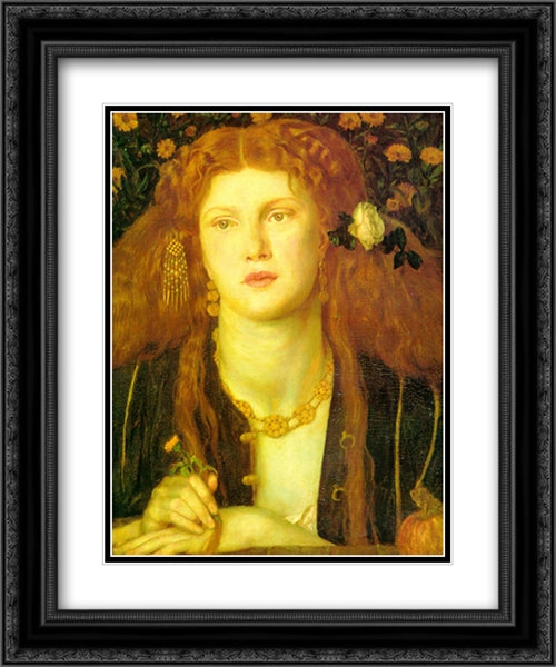 The Kissed Mouth 20x24 Black Ornate Wood Framed Art Print Poster with Double Matting by Rossetti, Dante Gabriel