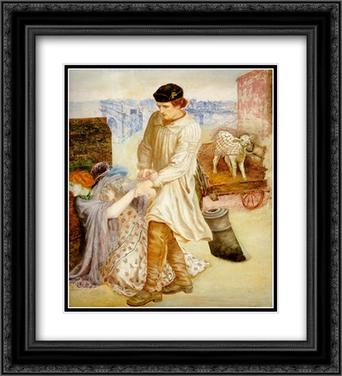 Found 20x22 Black Ornate Wood Framed Art Print Poster with Double Matting by Rossetti, Dante Gabriel