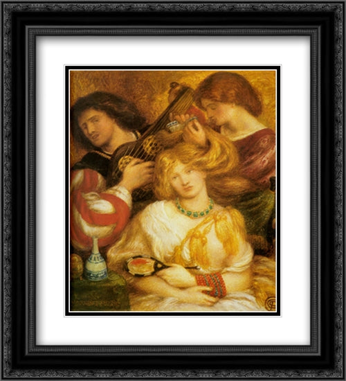 Morning Music 20x22 Black Ornate Wood Framed Art Print Poster with Double Matting by Rossetti, Dante Gabriel