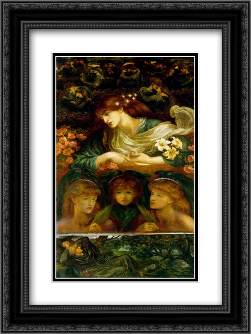 The Blessed Damozel 18x24 Black Ornate Wood Framed Art Print Poster with Double Matting by Rossetti, Dante Gabriel