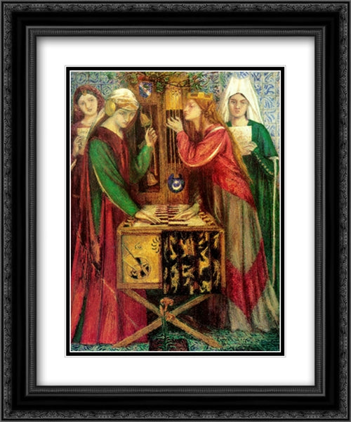 The Blue Closet 20x24 Black Ornate Wood Framed Art Print Poster with Double Matting by Rossetti, Dante Gabriel