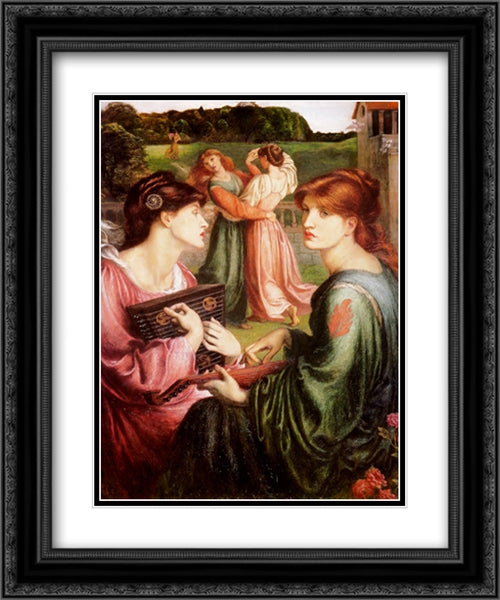 The Bower Meadow 20x24 Black Ornate Wood Framed Art Print Poster with Double Matting by Rossetti, Dante Gabriel