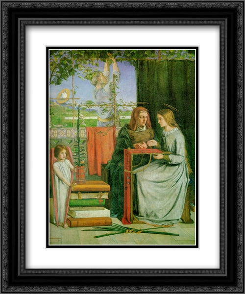 The Childhood of Mary Virgin 20x24 Black Ornate Wood Framed Art Print Poster with Double Matting by Rossetti, Dante Gabriel