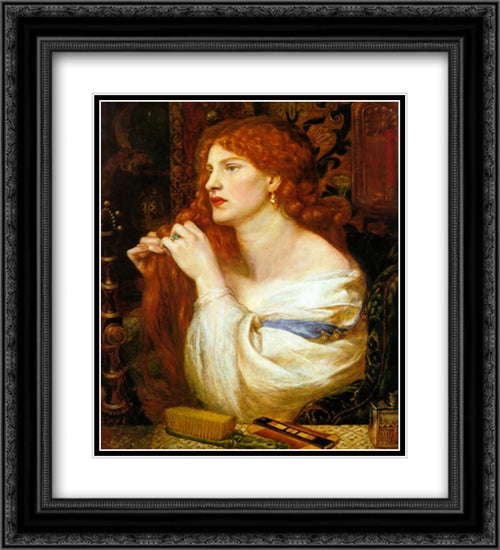 Fazio's Mistress 20x22 Black Ornate Wood Framed Art Print Poster with Double Matting by Rossetti, Dante Gabriel