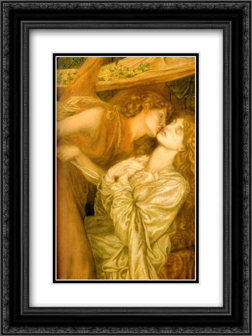 Dante's Dream at the Time of the Death of Beatrice [detail] 18x24 Black Ornate Wood Framed Art Print Poster with Double Matting by Rossetti, Dante Gabriel