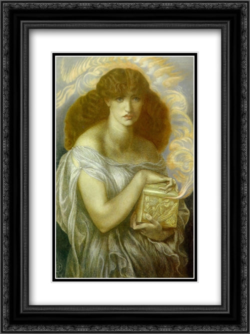 Pandora 18x24 Black Ornate Wood Framed Art Print Poster with Double Matting by Rossetti, Dante Gabriel