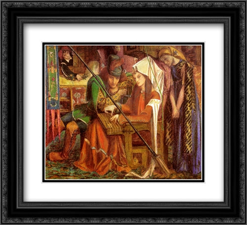 The Tune of the Seven Towers 22x20 Black Ornate Wood Framed Art Print Poster with Double Matting by Rossetti, Dante Gabriel