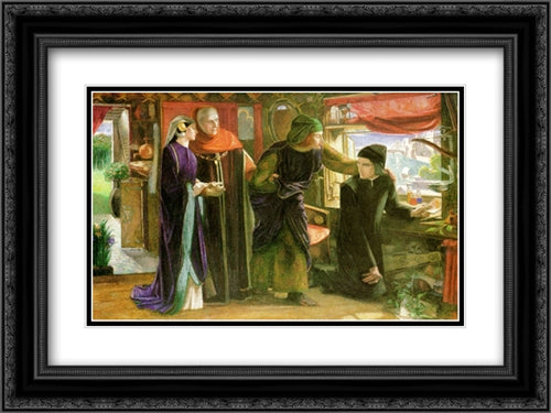 The First Anniversary of the Death of Beatrice 24x18 Black Ornate Wood Framed Art Print Poster with Double Matting by Rossetti, Dante Gabriel