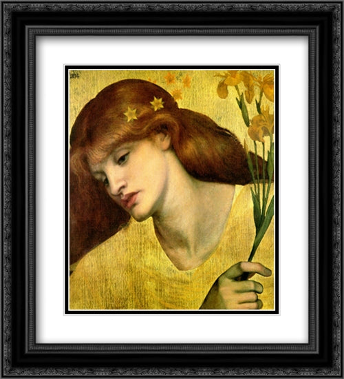 Sancta Lilias 20x22 Black Ornate Wood Framed Art Print Poster with Double Matting by Rossetti, Dante Gabriel