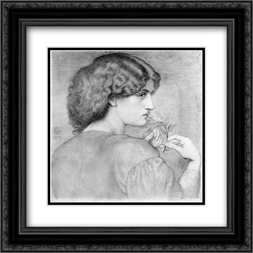 The Roseleaf 20x20 Black Ornate Wood Framed Art Print Poster with Double Matting by Rossetti, Dante Gabriel