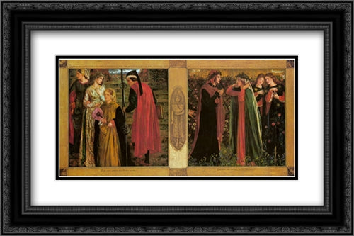 The Salutation of Beatrice 24x16 Black Ornate Wood Framed Art Print Poster with Double Matting by Rossetti, Dante Gabriel