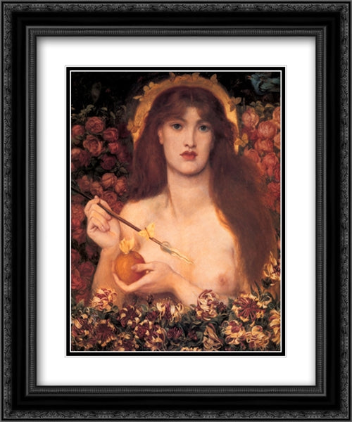 Venus Verticordia 20x24 Black Ornate Wood Framed Art Print Poster with Double Matting by Rossetti, Dante Gabriel