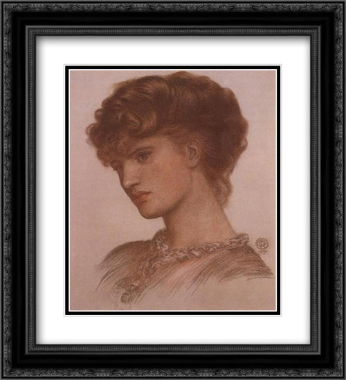 Portrait of Aflaia Coronio (nee Ionides) 20x22 Black Ornate Wood Framed Art Print Poster with Double Matting by Rossetti, Dante Gabriel