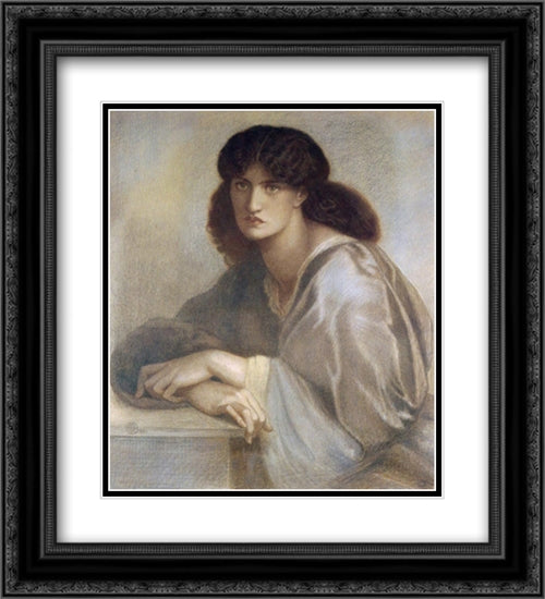 La Donna Della Finestra 20x22 Black Ornate Wood Framed Art Print Poster with Double Matting by Rossetti, Dante Gabriel