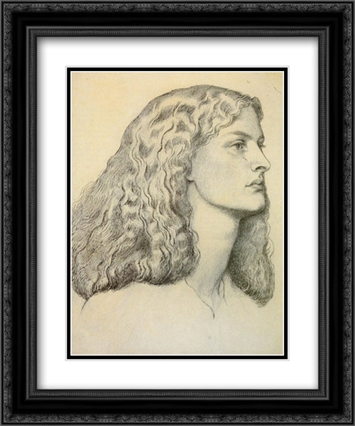 Portrait of Anne Miller 20x24 Black Ornate Wood Framed Art Print Poster with Double Matting by Rossetti, Dante Gabriel