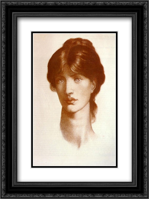 Study For A Vision Of Fiammetta 18x24 Black Ornate Wood Framed Art Print Poster with Double Matting by Rossetti, Dante Gabriel