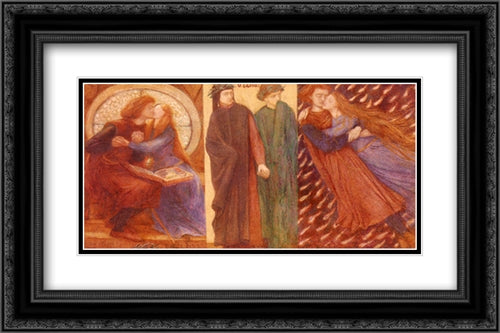 Paolo And Francesca Da Rimini 24x16 Black Ornate Wood Framed Art Print Poster with Double Matting by Rossetti, Dante Gabriel