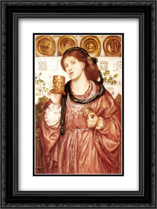 The Loving Cup 18x24 Black Ornate Wood Framed Art Print Poster with Double Matting by Rossetti, Dante Gabriel