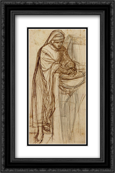 Sketch For Dante At Verona, With A Preliminary Study For The Principal Figure 16x24 Black Ornate Wood Framed Art Print Poster with Double Matting by Rossetti, Dante Gabriel