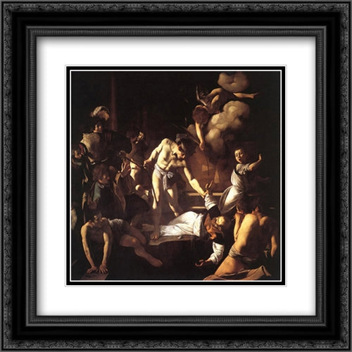 The Martyrdom of St. Matthew 20x20 Black Ornate Wood Framed Art Print Poster with Double Matting by Caravaggio