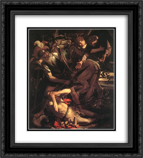 The Conversion of St. Paul 20x22 Black Ornate Wood Framed Art Print Poster with Double Matting by Caravaggio