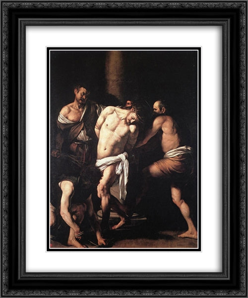 Flagellation 20x24 Black Ornate Wood Framed Art Print Poster with Double Matting by Caravaggio