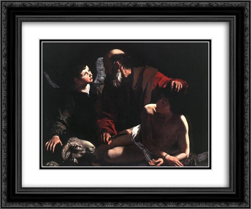 The Sacrifice of Isaac 24x20 Black Ornate Wood Framed Art Print Poster with Double Matting by Caravaggio