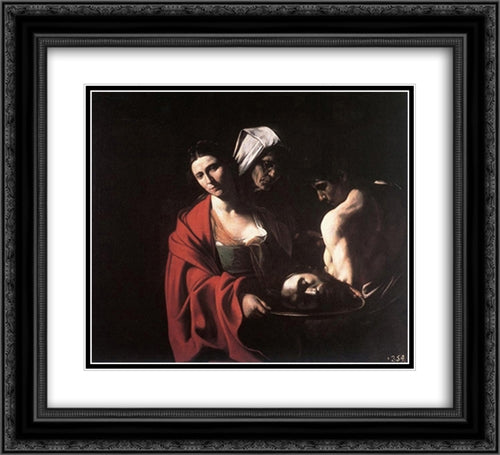 Salome with the Head of the Baptist 22x20 Black Ornate Wood Framed Art Print Poster with Double Matting by Caravaggio