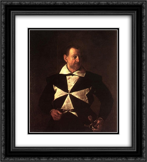 Portrait of Alof de Wignacourt 20x22 Black Ornate Wood Framed Art Print Poster with Double Matting by Caravaggio