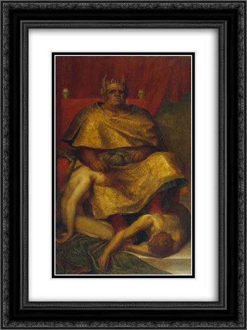 Mammon 18x24 Black Ornate Wood Framed Art Print Poster with Double Matting by Watts, George Frederick