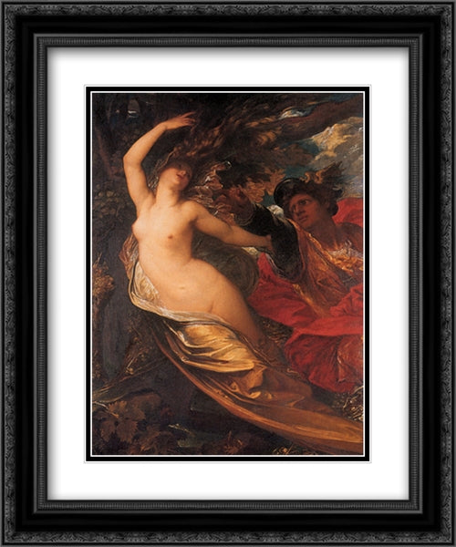 Orlando Pursuing the Fata Morgana 20x24 Black Ornate Wood Framed Art Print Poster with Double Matting by Watts, George Frederick