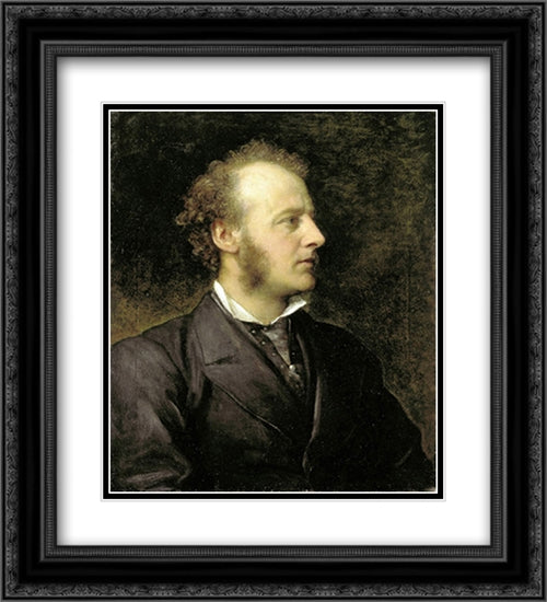 Portrait of Sir John Everett Millais 20x22 Black Ornate Wood Framed Art Print Poster with Double Matting by Watts, George Frederick