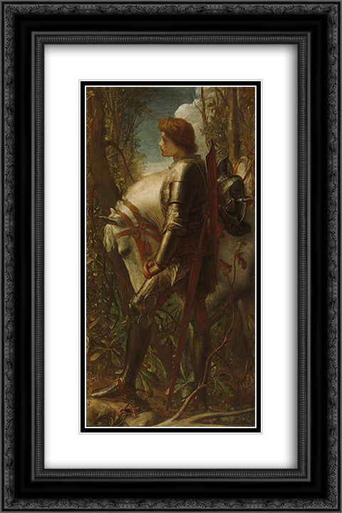 Sir Galahad 16x24 Black Ornate Wood Framed Art Print Poster with Double Matting by Watts, George Frederick