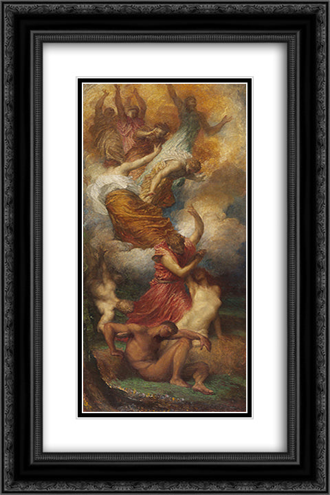 The Creation of Eve 16x24 Black Ornate Wood Framed Art Print Poster with Double Matting by Watts, George Frederick