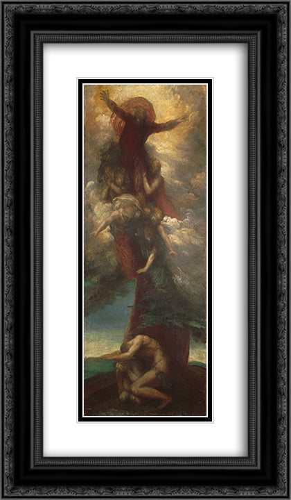 The Denunciation of Adam and Eve 14x24 Black Ornate Wood Framed Art Print Poster with Double Matting by Watts, George Frederick