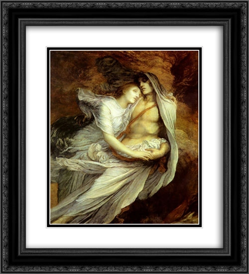 Pablo and Francesca 20x22 Black Ornate Wood Framed Art Print Poster with Double Matting by Watts, George Frederick