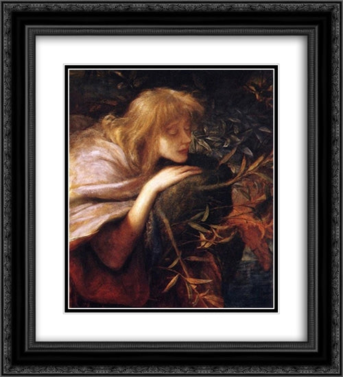 Ophelia 20x22 Black Ornate Wood Framed Art Print Poster with Double Matting by Watts, George Frederick