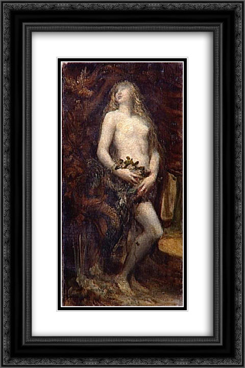 Eve Tempted 16x24 Black Ornate Wood Framed Art Print Poster with Double Matting by Watts, George Frederick