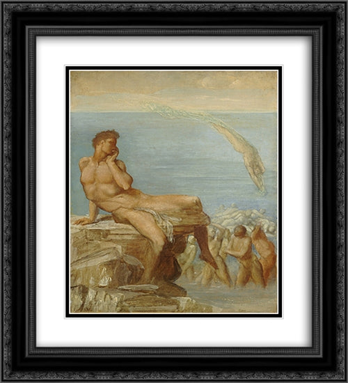 The Genius of Greek Poetry 20x22 Black Ornate Wood Framed Art Print Poster with Double Matting by Watts, George Frederick