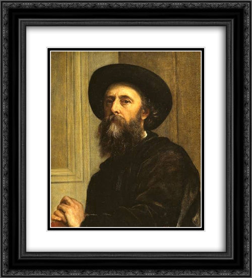 Self-Portrait 20x22 Black Ornate Wood Framed Art Print Poster with Double Matting by Watts, George Frederick