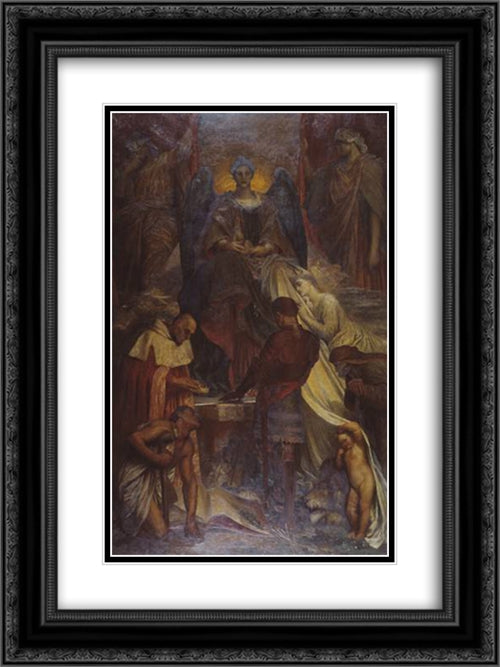 The Court of Death 18x24 Black Ornate Wood Framed Art Print Poster with Double Matting by Watts, George Frederick