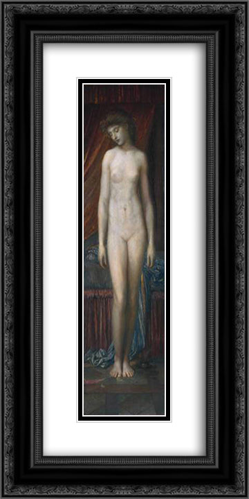 Psyche 12x24 Black Ornate Wood Framed Art Print Poster with Double Matting by Watts, George Frederick