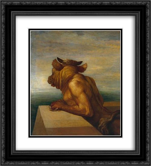 The Minotaur 20x22 Black Ornate Wood Framed Art Print Poster with Double Matting by Watts, George Frederick