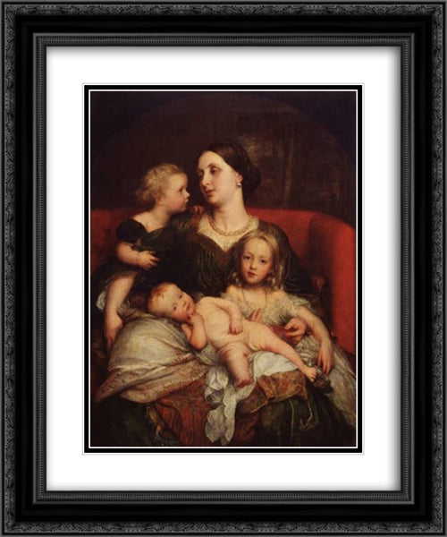 Mrs George Augustus Frederick Cavendish-Bentinck and her Children 20x24 Black Ornate Wood Framed Art Print Poster with Double Matting by Watts, George Frederick