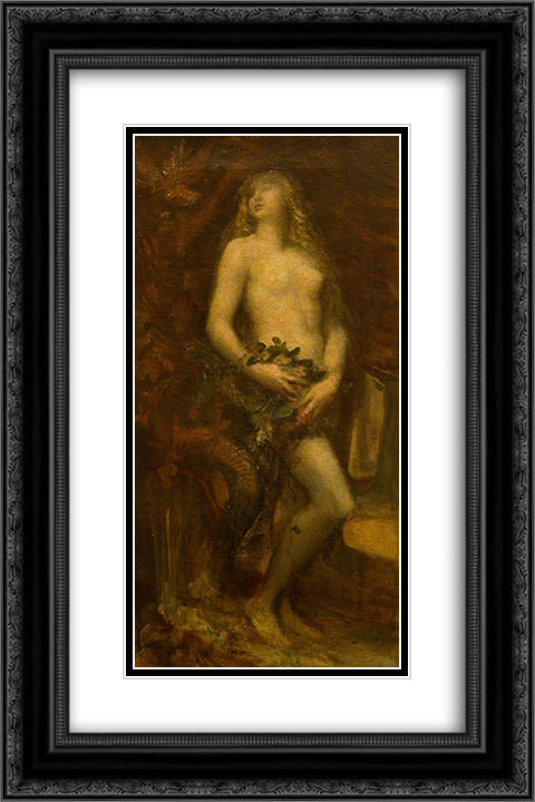 Eve Tempted 16x24 Black Ornate Wood Framed Art Print Poster with Double Matting by Watts, George Frederick