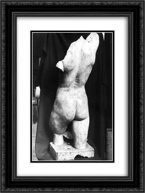 Female Torso 18x24 Black Ornate Wood Framed Art Print Poster with Double Matting by Watts, George Frederick