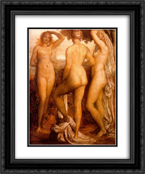 The Three Graces 20x24 Black Ornate Wood Framed Art Print Poster with Double Matting by Watts, George Frederick