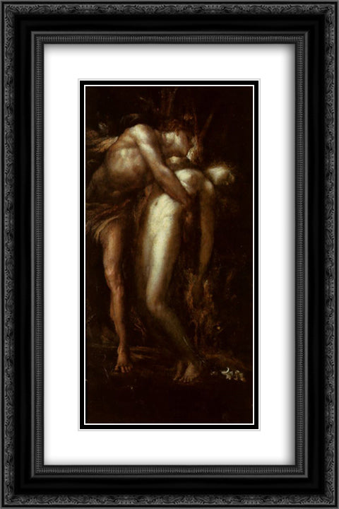 Orpheus and Eurydice 16x24 Black Ornate Wood Framed Art Print Poster with Double Matting by Watts, George Frederick